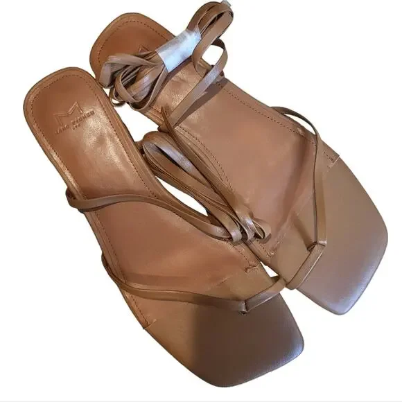 Marc Fisher LTD Square Toe Strappy Thong Sandal Brown 11 - Picture 5 of 7